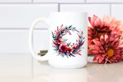 Vibrant Abstract Wreath with Red Flowers | Sublimation Product Image 2