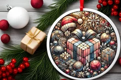Round Christmas Ornament Sublimation|Clipart Product Image 2