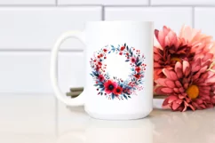 Abstract Red Flower Whreath | Watercolor Clipart Product Image 2