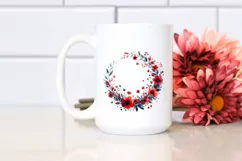 Abstract Red Flower Whreath | Watercolor Clipart Product Image 2