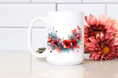 Colorful Horizontal Frame with Red Flowers PNG Product Image 2