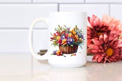 Vibrant Colorful Watercolor Basket with Freesia Product Image 2