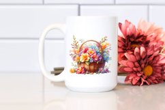 Vibrant Colorful Watercolor Basket with Freesia Product Image 2