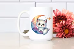 Colorful Baby Arctic Fox under Moon and Stars | Clipart Product Image 2