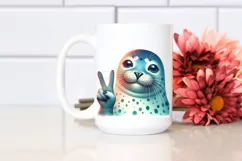 a Vibrant Watercolor Seal Portrait Sticker Product Image 2