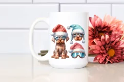 cute Baby Vizsla with Santa Hat PNG Product Image 2
