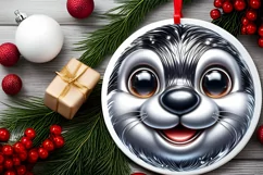 Christmas Otter Round Ornament Sublimation PNG Product Image 2
