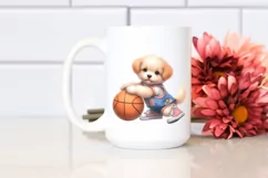Detailed Cute Baby Dog Playing Basketball Product Image 2
