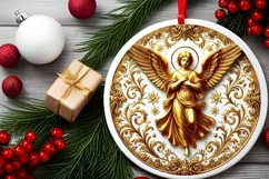 Round Christmas Ornament Sublimation|Clipart Product Image 1