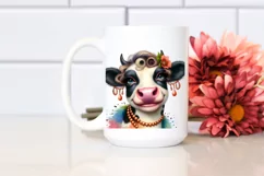 a Vibrant Watercolor Cow Portrait Sticker Product Image 2