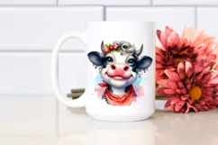 a Vibrant Watercolor Cow Portrait Sticker Product Image 2
