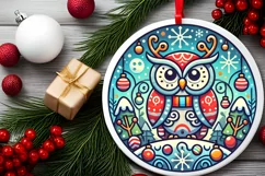 Round Christmas Ornament Sublimation|Clipart Product Image 2