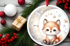 Fox on Moon Round Ornament Sublimation PNG Product Image 2
