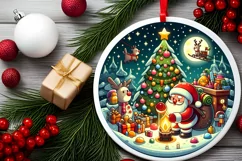 Round Christmas Ornament Sublimation|Clipart Product Image 2
