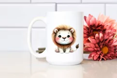 Funny Watercolor Cute Lion Clipart Product Image 2
