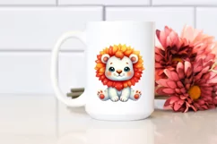 Funny Watercolor Cute Lion Clipart Product Image 2