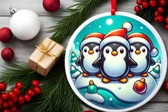 Round Christmas Ornament Sublimation|Clipart Product Image 1