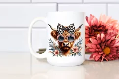 Elegant Highland Cow with Animal Print Bow | Sublimation | Product Image 2