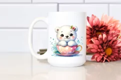 Colorful Smiling Baby Polar Bear in Tea Cup | Clipart Product Image 2
