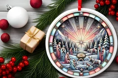 Round Christmas Ornament Sublimation|Clipart Product Image 2