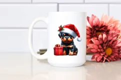 cute Watercolor Rottweiler with Santa Hat Product Image 2