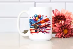 Vintage Biplane Balloons USA Flag Product Image 2