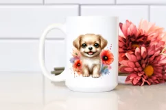 Cute Dog with Poppy | Watercolor Clipart Product Image 2