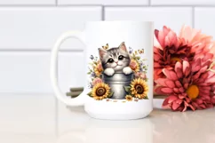 Cute Cat with Sunflower, Transparent PNG Product Image 2