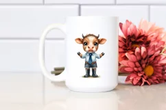 Confused Baby Cow in Rain Boots Clipart Product Image 2