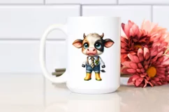 Confused Baby Cow in Rain Boots Clipart Product Image 2