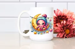 Retro Baby Octopus in Winter Clothes PNG Product Image 2
