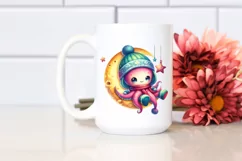 Retro Baby Octopus in Winter Clothes PNG Product Image 2