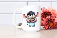 Cute Baby Rhino Standing Up Watercolor Clipart Product Image 2