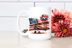 Vintage Biplane Balloons USA Flag Product Image 2