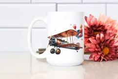 Vintage Biplane Balloons USA Flag Product Image 2