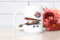 Vintage Biplane Balloons USA Flag Product Image 2