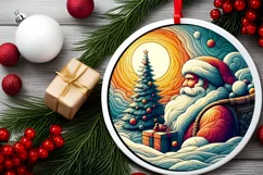 Round Christmas Ornament Sublimation|Clipart Product Image 2