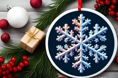 Snow Flake Christmas Round Cute Ornament Sublimation Product Image 1