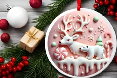Round Christmas Ornament Sublimation|Clipart Product Image 1