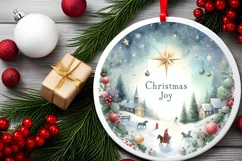 Winter Scene Christmas Circle Sublimation PNG Product Image 2