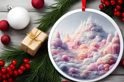Pastel Winter Scene Round Sublimation PNG Product Image 2