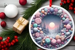Pastel Winter Scene Round Sublimation PNG Product Image 2