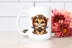 Colorful Baby Lion in Aviator Suit Clipart Product Image 2