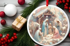 Round Christmas Ornament Sublimation|Clipart Product Image 2