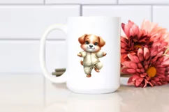 Funny Watercolor Puppy Dancing Clipart Product Image 2