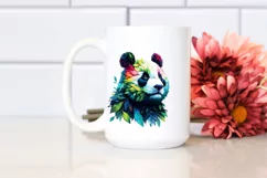 Vibrant Panda with Plant Leaves PNG Product Image 2