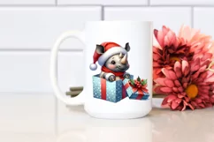 cute Watercolor Rhino with Santa Hat Product Image 2