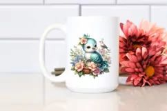 baby peacock holding a flower basket | Clipart Product Image 2