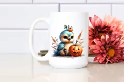 Cute Baby Peacock Sitting with Pumpkin PNG Product Image 2