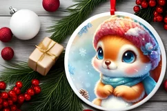 Winter Baby Squirrel Ornament Sublimation PNG Product Image 2